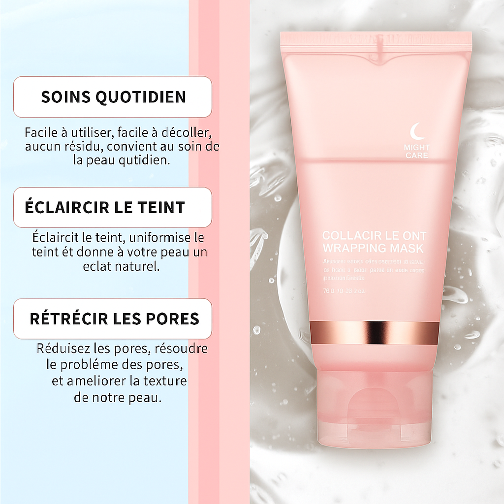 Masque Nuit Collagène Éclat d’Hydratation – Effet Film Déchirable & Peau Rebondie ( livraison gratuite 🚚)