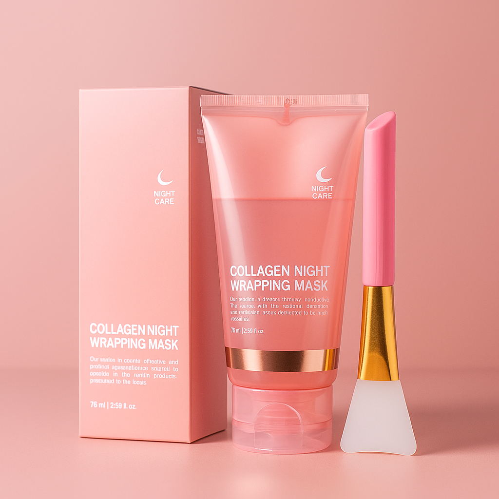 Masque Nuit Collagène Éclat d’Hydratation – Effet Film Déchirable & Peau Rebondie ( livraison gratuite 🚚)